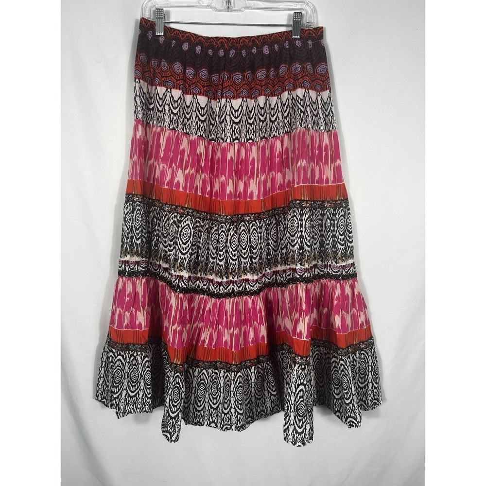 Valerie Stevens Womens Boho Maxi Skirt Size L Peasant Fairy Festival 100% Cotton